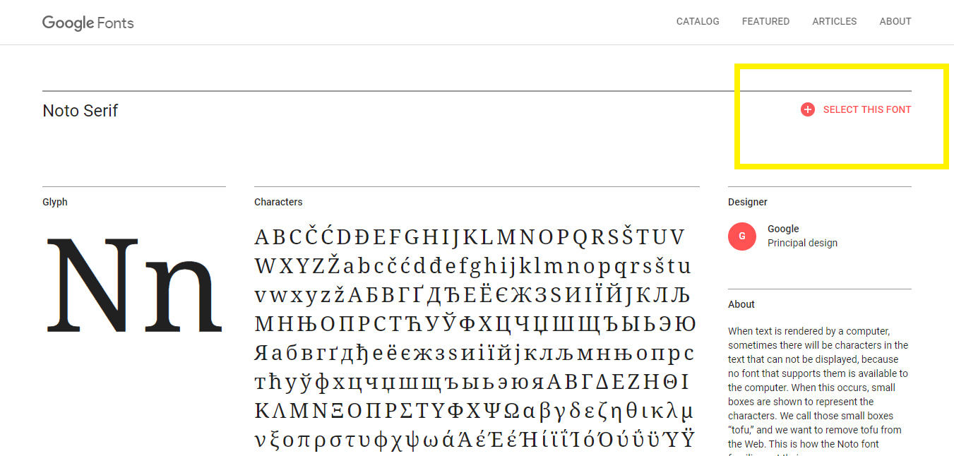 Noto Serif font from Google Fonts