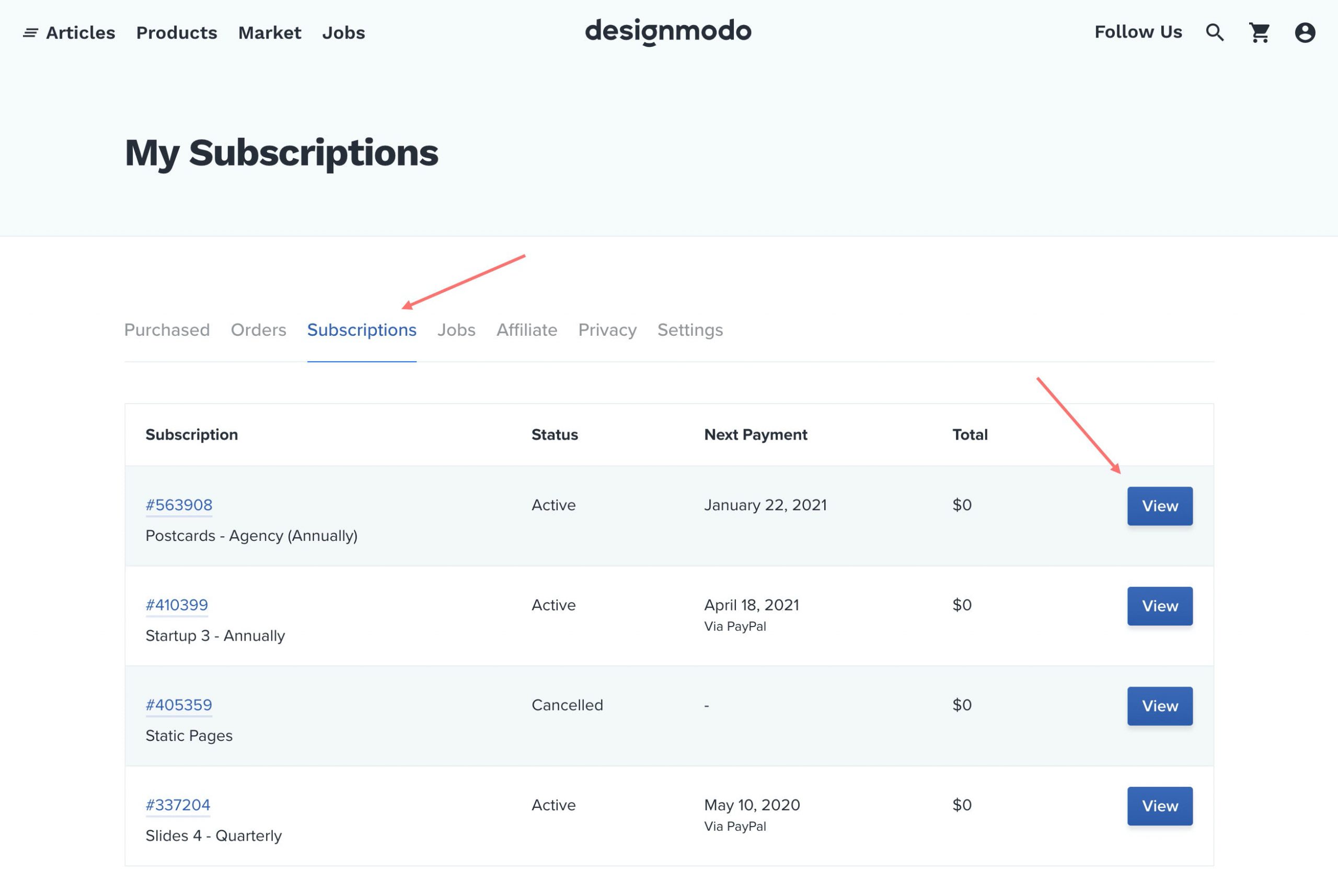 How to Upgrade, Downgrade or Switch Subscription on Designmodo