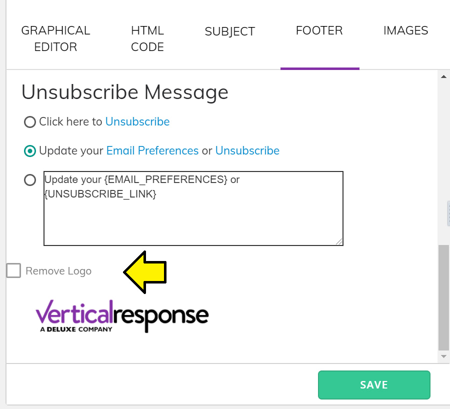 Remove Vertical Response logo